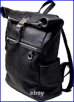18 Leather Backpack Rucksack Laptop Bag Water Resistant Roll Top College Travel