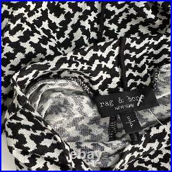 $225 Rag & Bone Black & White Shaw Paneled Long Sleeve Roll Neck Top Size Small