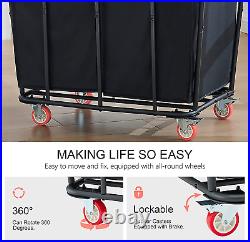 2 Section Laundry Sorter Cart, Laundry Hamper with Wheels, Heavy Duty Rolling Laun