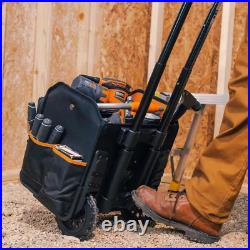 62 Pocket Open Top Rolling Tool Bag Tote Box- 17 Heavy Duty Professional Grade