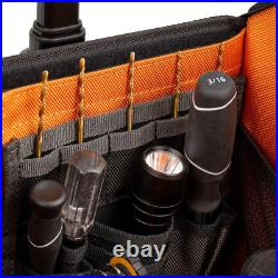 62 Pocket Open Top Rolling Tool Bag Tote Box- 17 Heavy Duty Professional Grade