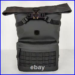 $825 MCM Black Canvas Nylon Medium Roll Top Backpack MMKASMV03BK001