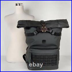 $825 MCM Black Canvas Nylon Medium Roll Top Backpack MMKASMV03BK001