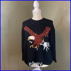 AKEP Black Knit Embellished Eagle Sweater