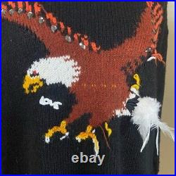 AKEP Black Knit Embellished Eagle Sweater