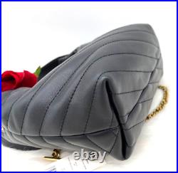 AUTH NWT Tory Burch Kira Chevron Crescent Black Leather Top Handle Shoulder Bag