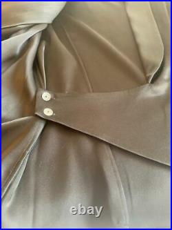 Alice+ Olivia Aurora Drop Shawl Collar Roll Cuff Wrap Top/blouse Black Satin V