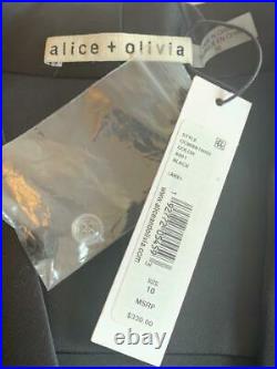 Alice+ Olivia Aurora Drop Shawl Collar Roll Cuff Wrap Top/blouse Black Satin V