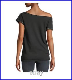 Alice + Olivia Rolling Stones studded black t-shirt top, size XS/S, retail $195