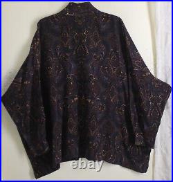 Amazing NEW Eskandar 2 Purple Black Paisley Silk 32Long Print Blouse Shirt Top
