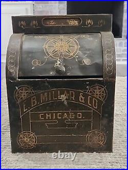 Antique General Store Tin Roll Top Coffee Display Bin E. B. MILLAR & CO Chicago