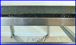 Antique/Vtg 24 Black Marble Top Stainless Steel Rolling Side/End Accent Table