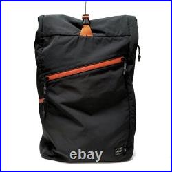 Auth PORTER/ Architect Roll Top Bag UW84-1AU069 Black Orange Nylon