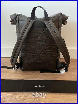 Auth Paul Smith Leather Trim Aquilt Roll-top Backpack, Travel Bag £475 Bnwt