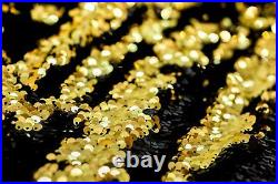 BLACK GOLD Reversible 5mm Sequin Fabric Flip 2 Tone Stretch Material 130cm wide