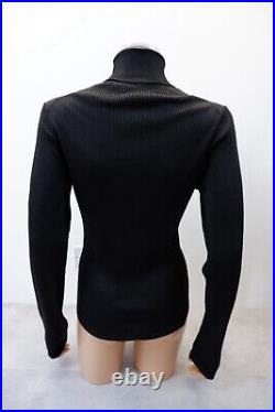 Balenciaga Unisex Womens Ribbed Roll Neck Jumper Top Size L Large Black Logo