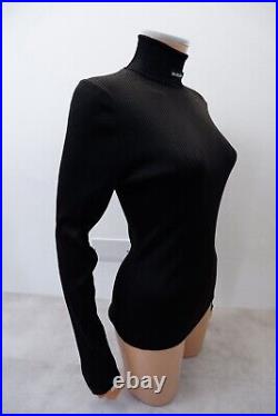 Balenciaga Unisex Womens Ribbed Roll Neck Jumper Top Size L Large Black Logo