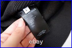 Balenciaga Unisex Womens Ribbed Roll Neck Jumper Top Size L Large Black Logo