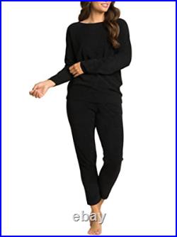 Barefoot Dreams CozyChic Ultra Lite Rolled Neck Pullover Sweater Top Black XS