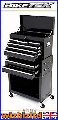 BikeTek Rolling Tool Cabinet With Top Chest Black 616x330x1070mm