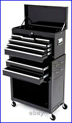 Biketek Rolling Tool Cabinet With Top Chest In Black