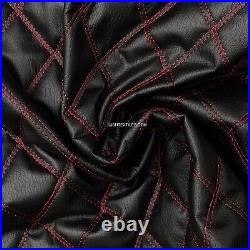 Black Double Stitch Diamond Bentley Car Quilted 6mm Scrim Foam Upholstery Fabric