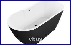 Black Freestanding Double End Bath Roll Top Paw Leg 1650 x 750mm Bathtub Waste