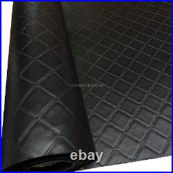Black Leather Diamond Fabric Heavy Duty Leatherette Upholstery Vinyl Material