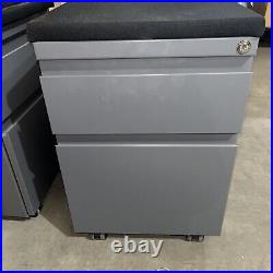 Box File Mobile Pedestal Drawer Unit Grey With Black Cushion Top Haworth