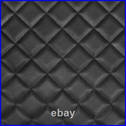 Box Quilted Vinyl Foam Leatherette Fabric Material BLACK STITCHES