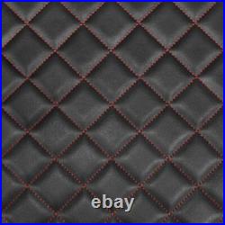 Box Quilted Vinyl Foam Leatherette Fabric Material RED STITCHES