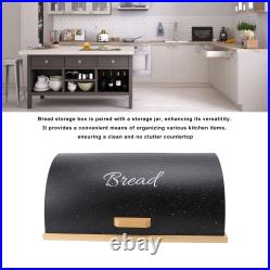 Bread Box Wooden Iron Roll Top Flat Sided Bread Storage Container With3pcs Stor