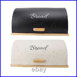Bread Box Wooden Iron Roll Top Flat Sided Bread Storage Container With3pcs Stor HG