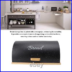 Bread Box Wooden Iron Roll Top Flat Sided Bread Storage Container With3pcs Stor HG