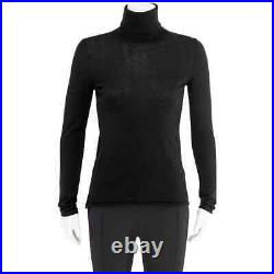 Burberry Ladies Black Logo Embroidered Cashmere Silk Roll-neck Sweater, Brand