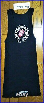 CHROME HEARTS rib tank top black Rolling Stones Lip & tongue design M size Used