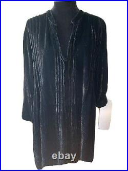 CP SHADES Dress Velvet Rayon Silk Regina Tunic Top Black Roll Long Slv L New