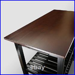 Casual Home Solid American Hardwood Kitchen Island with Drawer & Shelves, Walnut
