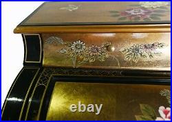 Chinese Lacquer Roll Top Desk Painted Chinoiserie Secretaire