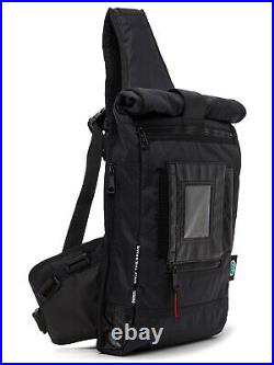 Diesel Mens One Shoulder Backpack with Roll Top X-Pac Bag KOGA Black