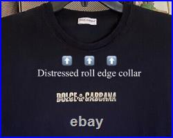 Dolce & Gabbana Beachwear Wom L Distress-Roll Hem Blk T-Shirt Top, Italy/Rare