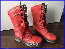 Dr Martens Triumph Aimilita Red Leather Boots. Size 6 EU 39 Black Floral Lining