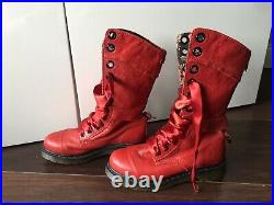 Dr Martens Triumph Aimilita Red Leather Boots. Size 6 EU 39 Black Floral Lining