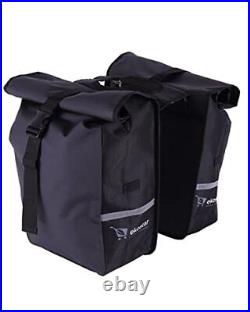 Ekostar Double Bicycle Bag Pannier Rack Bag with Roll-Top Black 46