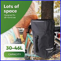 Ekostar Double Bicycle Bag Pannier Rack Bag with Roll-Top Black 46
