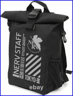 Evangelion NERV Roll Top Backpack COSPA black ruck bag 17.7 x 11 inches F/S