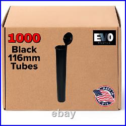Evo Plastics 1000 Black 116mm Tubes, Pop Top Joints, BPA-Free Pre-Roll Blunt RAW