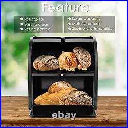 Extra Large Bread Box Bread Container for Kitchen Countertop 2-Layer Roll Top