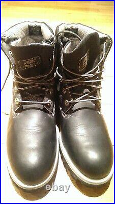 Extremely Rare Black Timberland Roll Top Boots Size 10M / Black & Grey Upper +