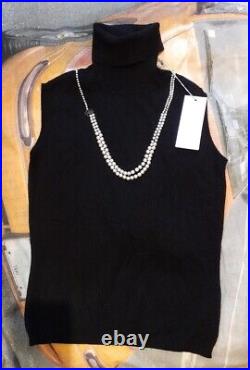 FABIANA FILLIPI Wool/cashmere/silk Black/White Pearl's top vest. Sz10-12uk. Rp165£